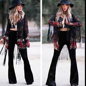 🖤2 LEFT Elegant Black Velvet Flare Pants